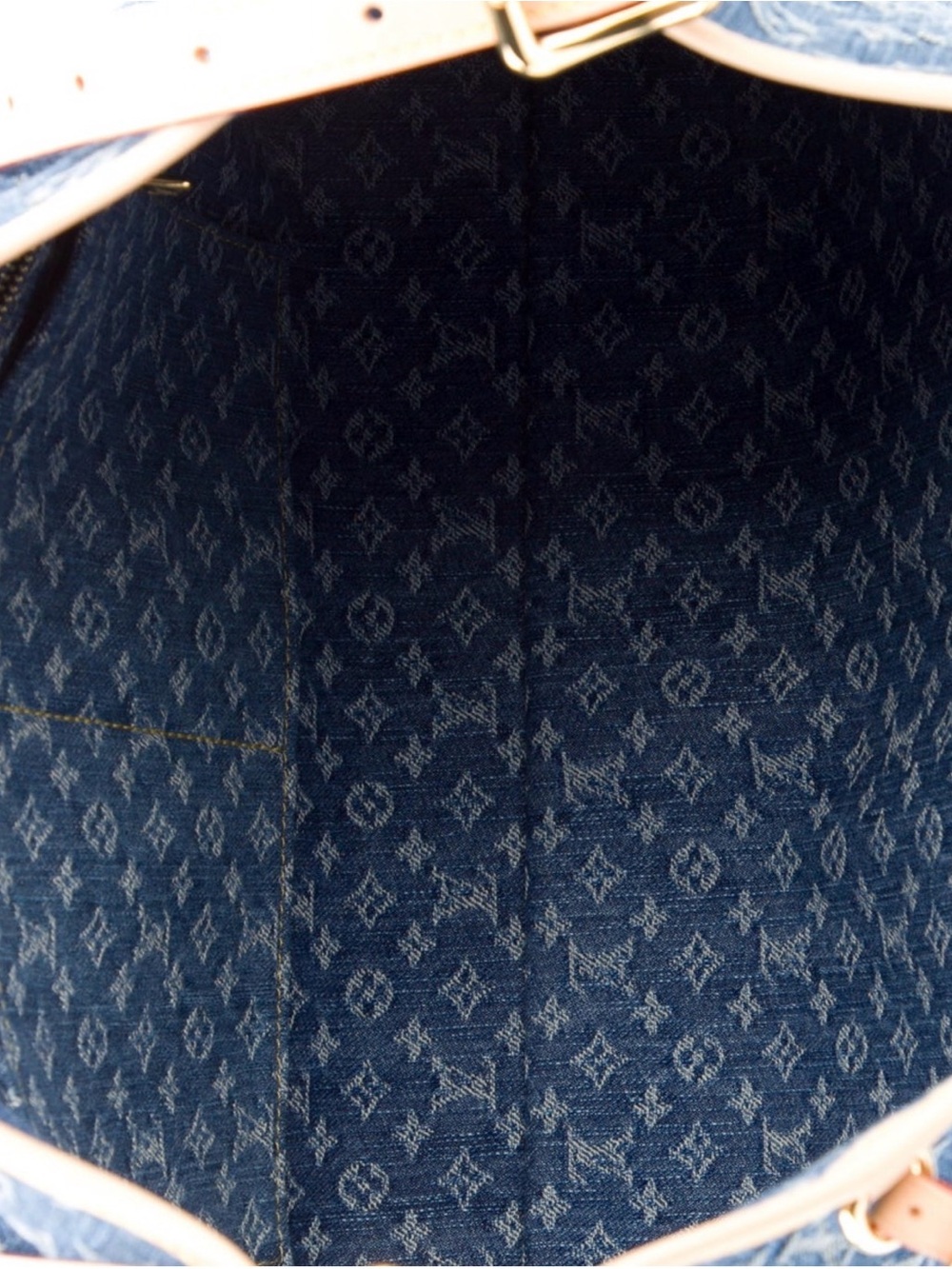 Louis Vuitton Denim Monogram Shoulder Bag with Natural Trim - Picture 4 of 12